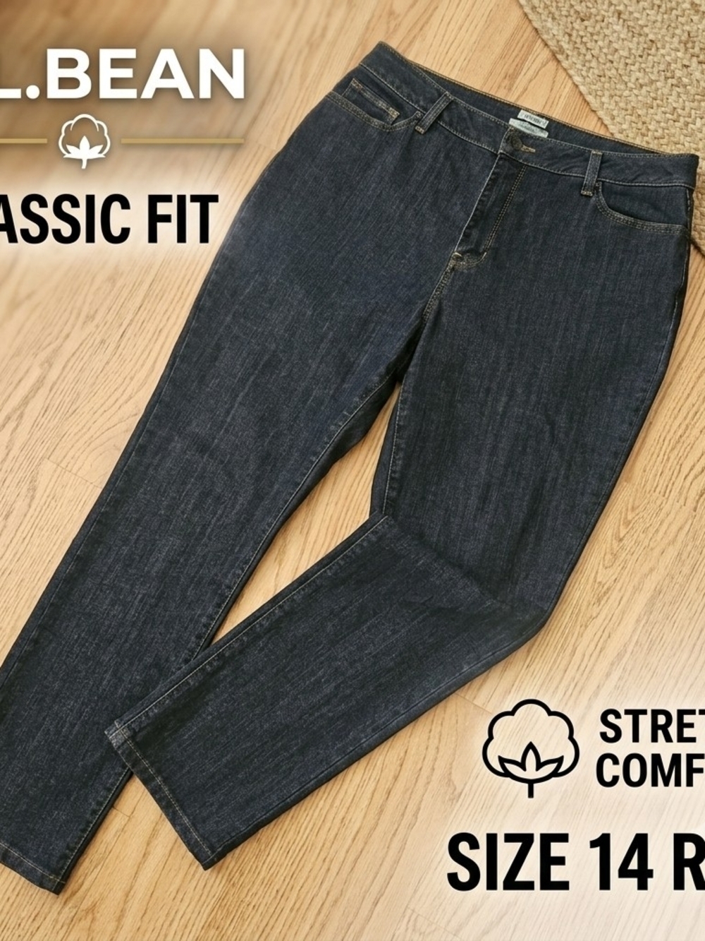 ​L.L. Bean Classic Fit Straight Leg Jeans Dark Wash Size 14 Regular